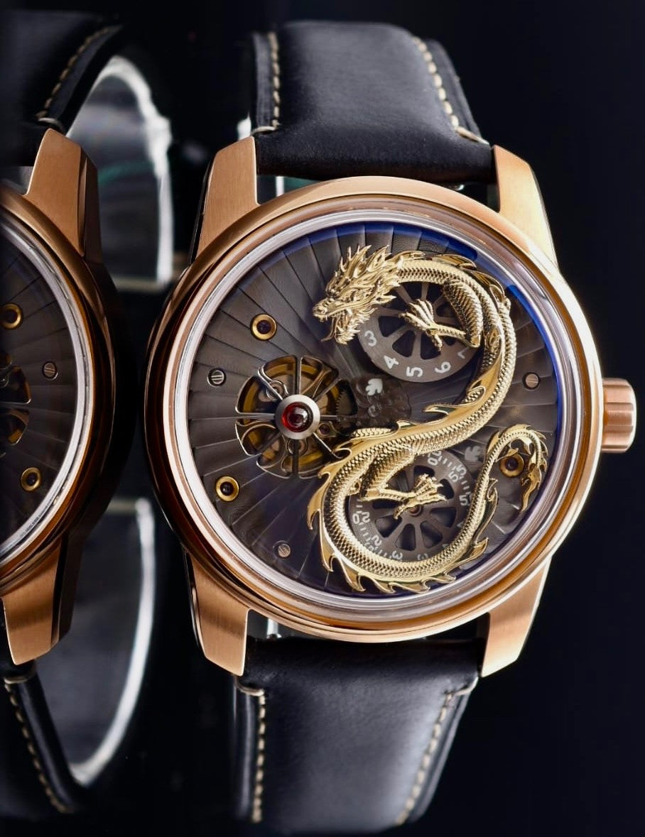 OBLVLO JM-Dragon Automatik Herren Uhr 42mm Edelstahl Saphirglas Skeleton Leder0