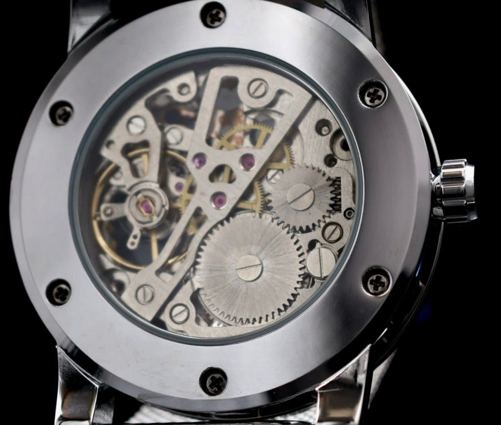 Winner Herren Automatikuhr Silber Schwarz Mechanisch Skelett Uhr Luxus Design2