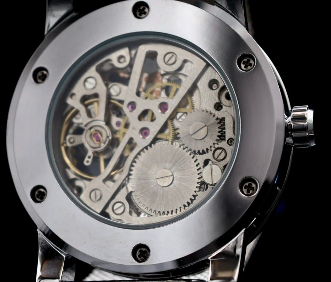 Winner Herren Automatikuhr Silber Schwarz Mechanisch Skelett Uhr Luxus Design2