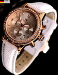 Mega Edle Damen Armband Uhr Chronograph Stoppuhr Datum Silber Rose Gold Farben0