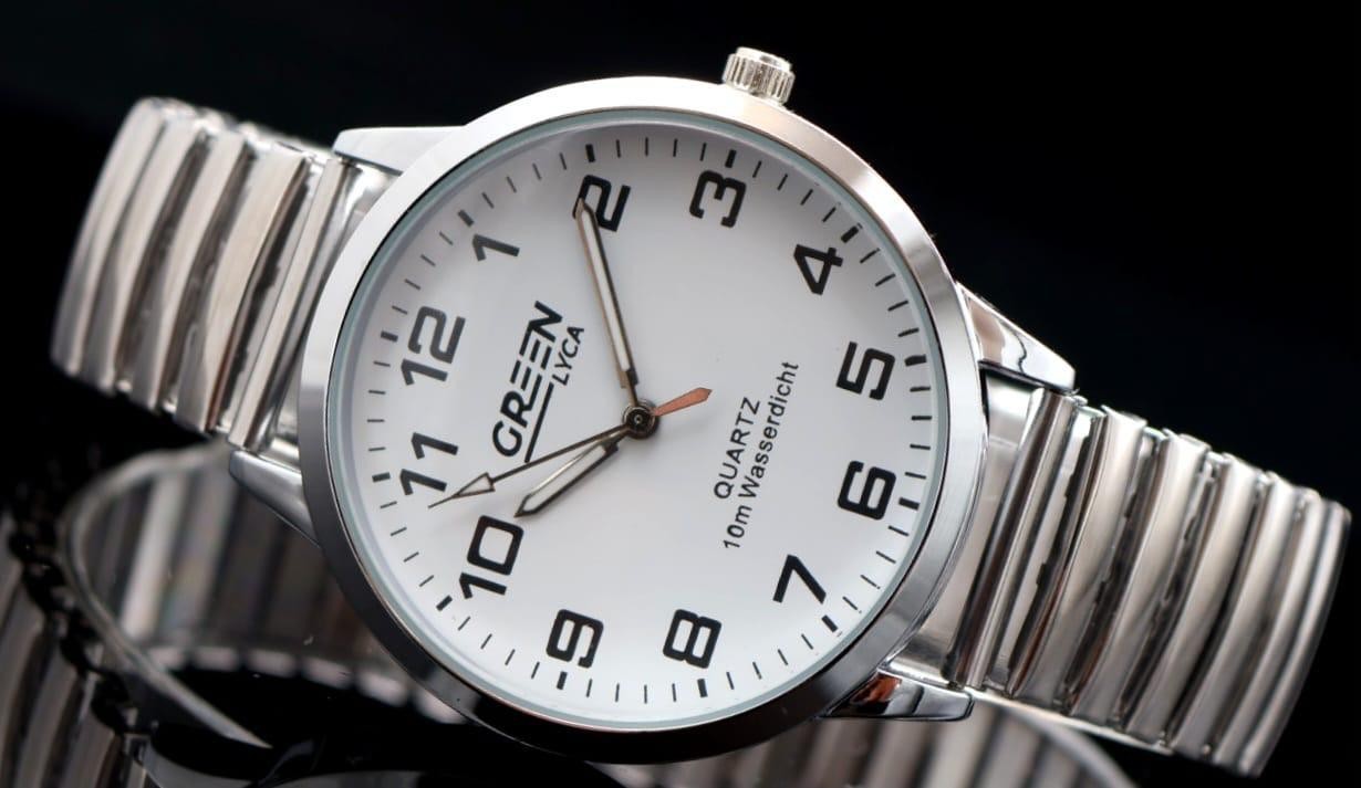 Green Lyca Herrenuhr Analog Daily Watch Zugband Weißes Ziffernblatt 40mm Neu1