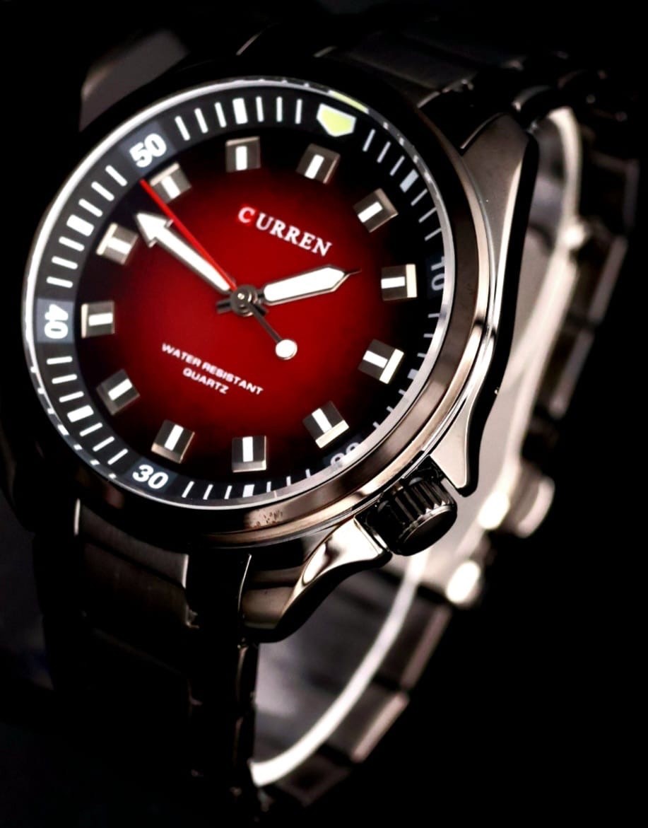 Schicke Herren Männer Uhr Armbanduhr Herrenuhr Rot Schwarz Farben Keramik-Look1