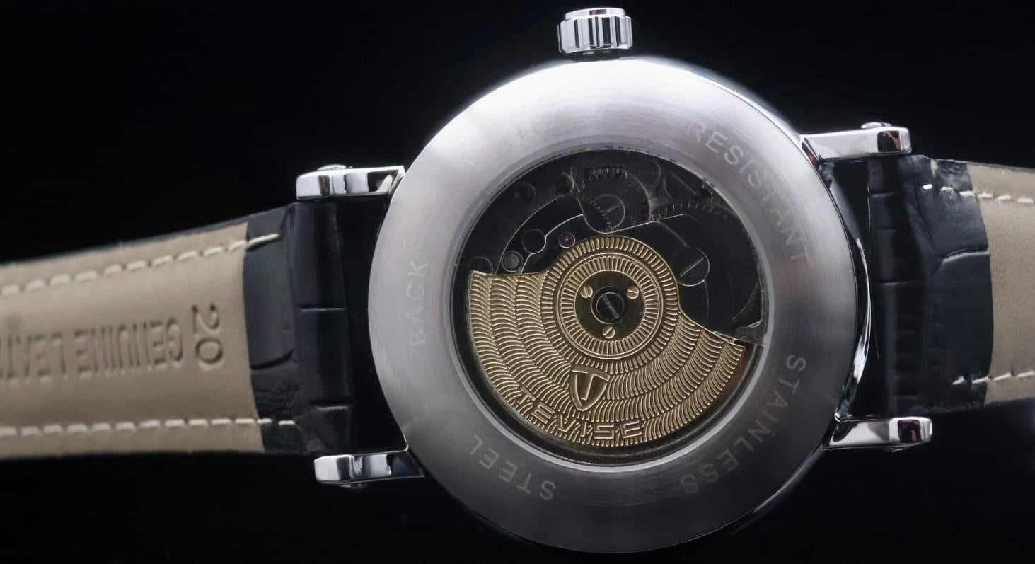 Winner Herren Automatik Uhr Armbanduhr Gold Schwarz Skelettuhr Leuchtzeiger2