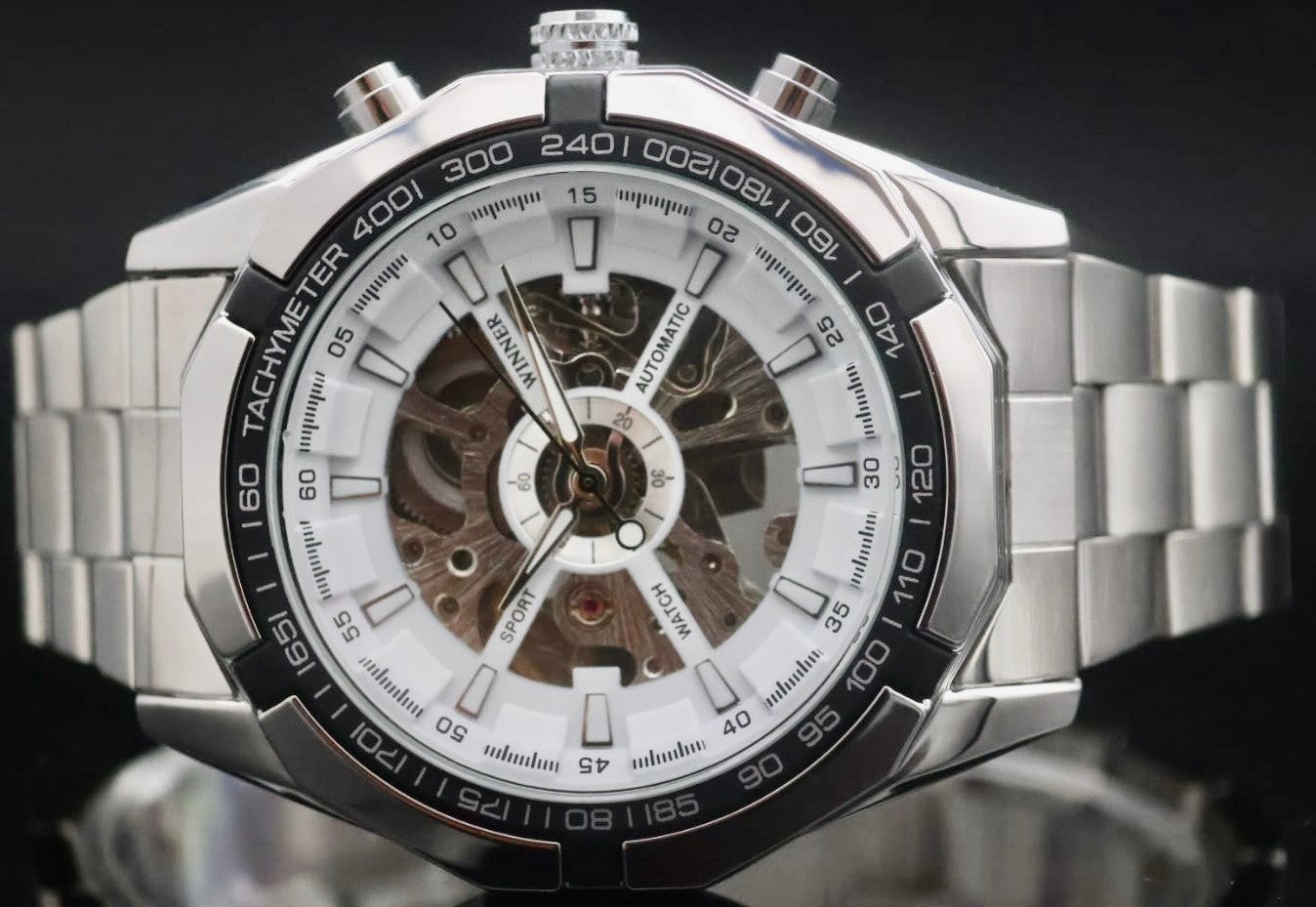 WINNER - HERREN - AUTOMATIK - WATCH - SPORT - EDELSTAHL - SILBER - 48MM2