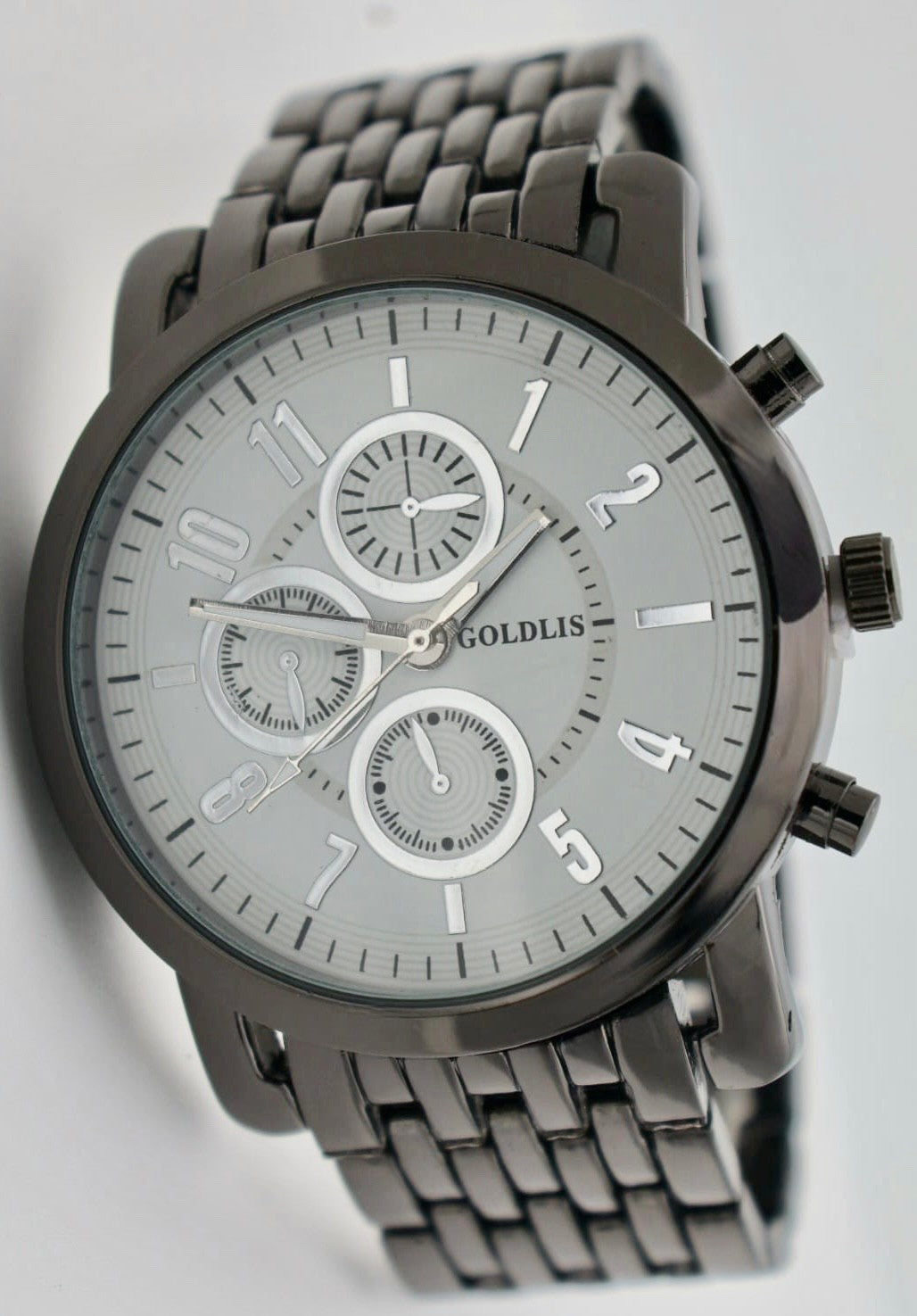 GOLDLIS HERREN ARMBAND UHR QUARZ ANALOG KERAMIK LOOK 44MM NEU0