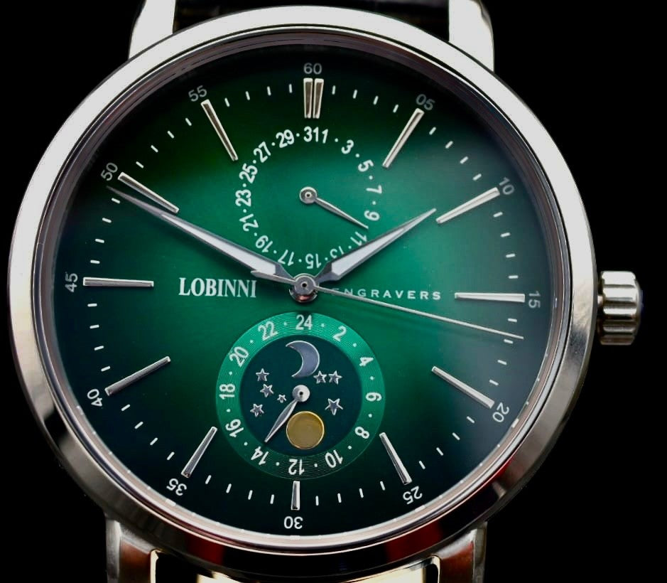 Lobinni Herren Männer Uhr  Schwarz Silber Grün FarbenDatum 24 Stundenanzeige NEU2