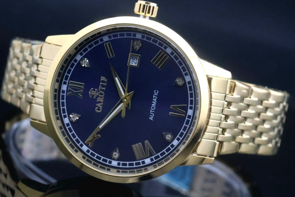 CAROTIF - AUTOMATIK - WATCH - HERREN  - GOLD - EDELSTAHL - DATUM - NEU0