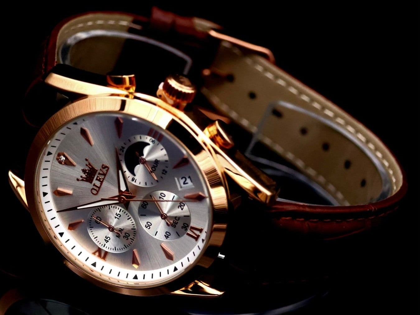 Edle Herren Männer Armband Uhr Chronograph Stoppuhr Datum NEU * 531