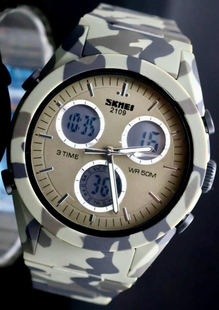 Sportliche Digital & Analog Herren Männer Uhr Armbanduhr Camouflage Tarnmuster *0