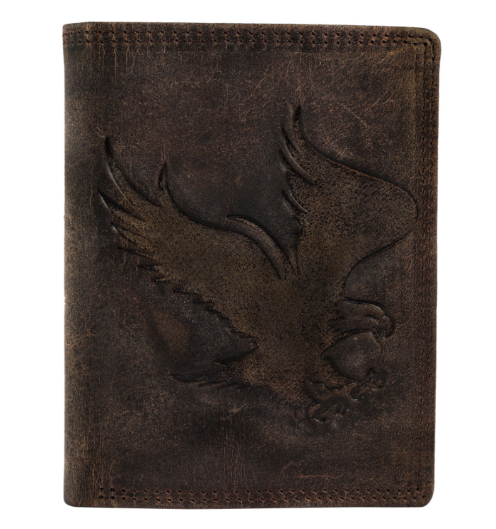 Akzent Leder Portemonnaie Geldbörse Portmonee Echtleder Dunkel Braun RFID Schutz0