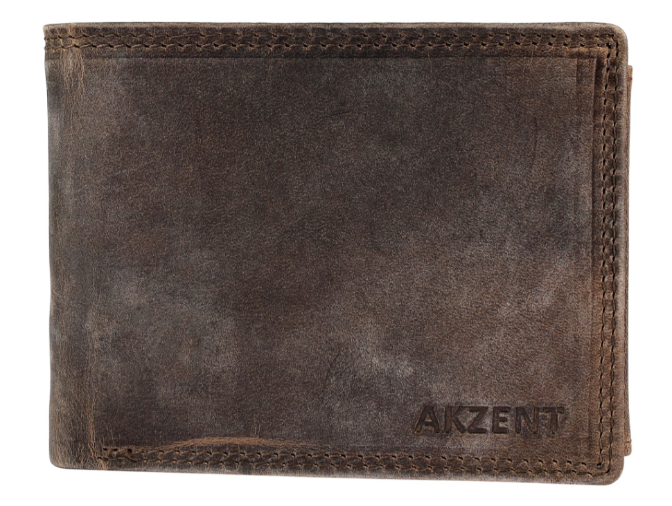 Akzent Leder Geldbörse Echtleder Portemonnaie Geldbeutel 9 X 12 CM Braun RFID0