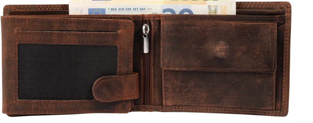 Akzent Leder Geldbörse RFID Echtleder Portemonnaie Geldbeutel Jäger Braun 11