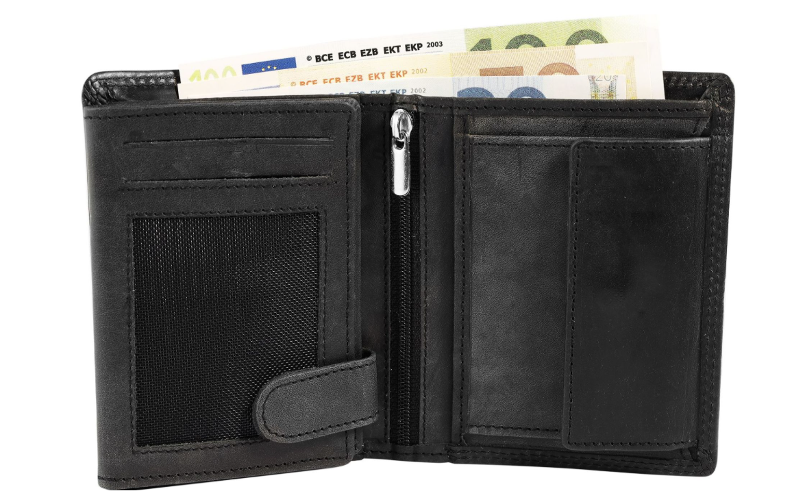 Akzent Basic Leder Geldbörse RFID Schutz Portemonnaie Schwarz Segelschiff Motiv1