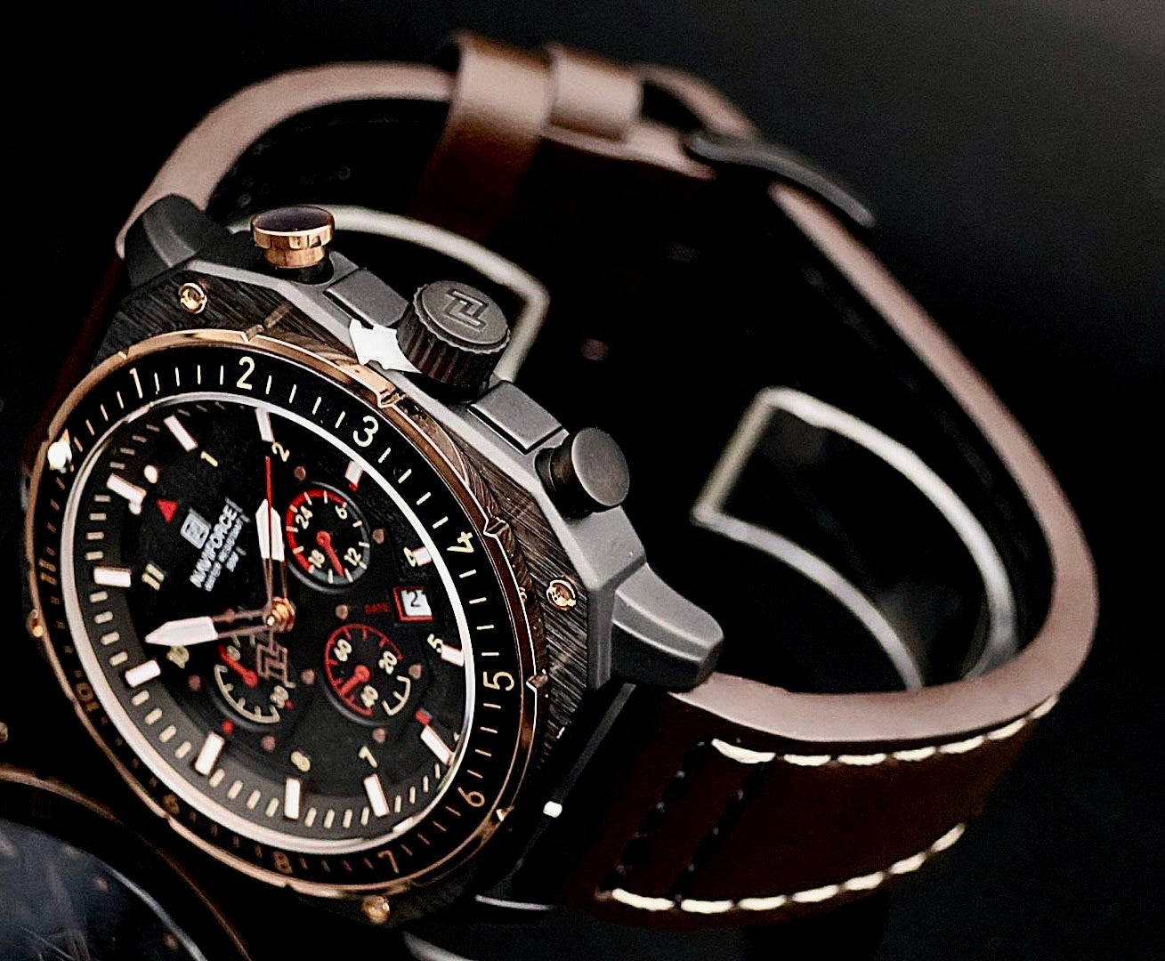 XL Naviforce Herren Männer Armband Uhr Chronograph Stoppuhr Datum NEU2