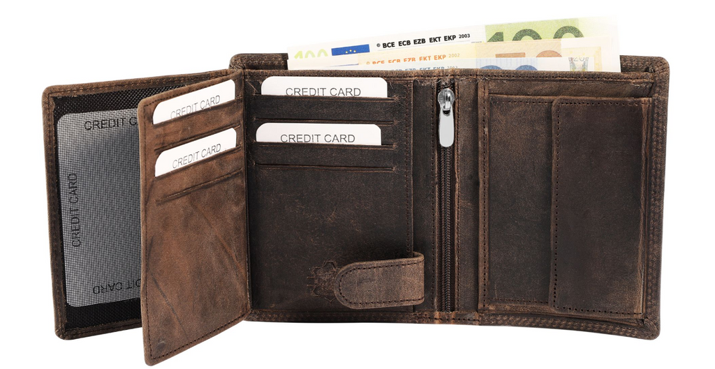 Akzent Basic Leder Geldbörse RFID Schutz Portemonnaie Dunkel Braun Segelschiff2