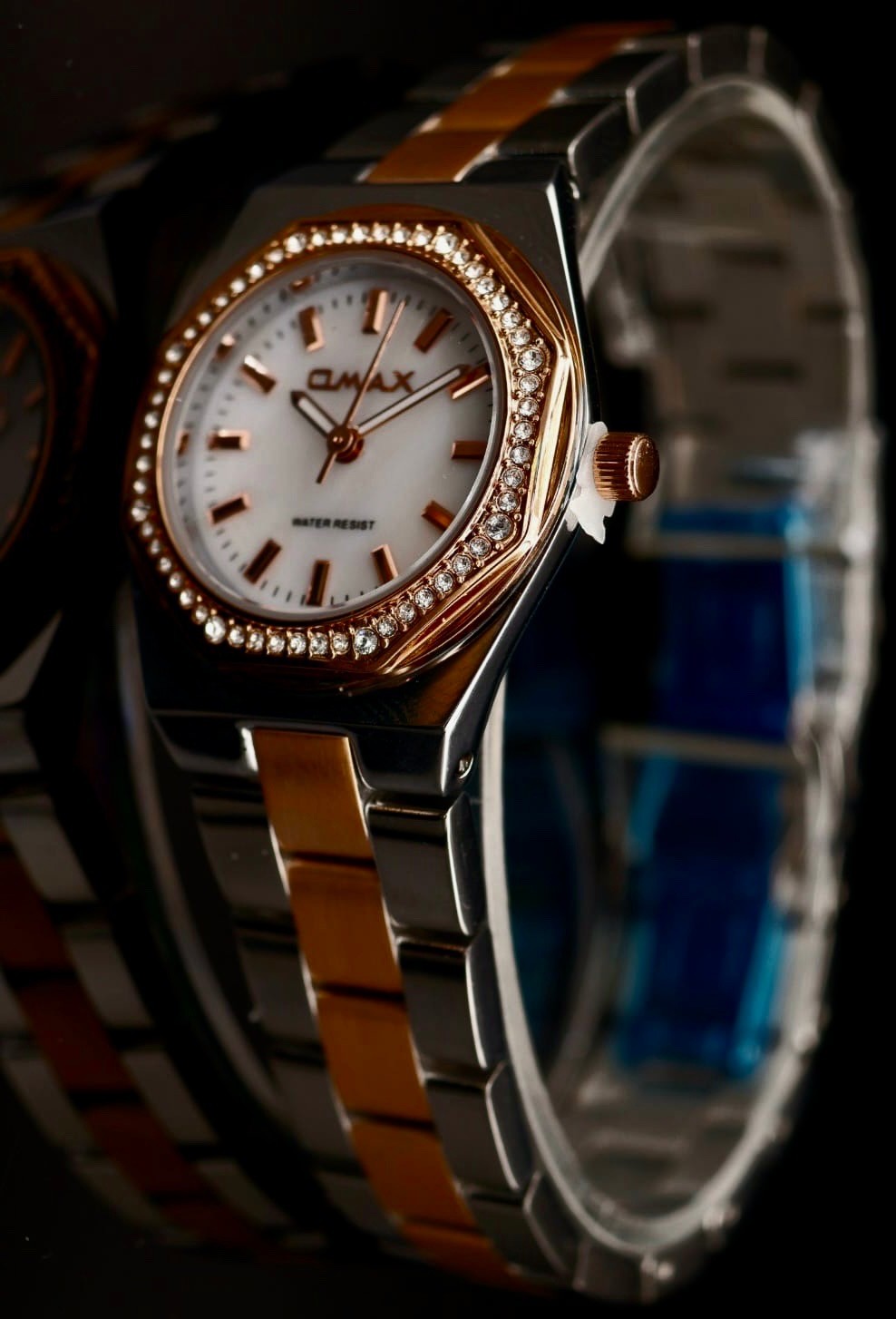 Edle Omax Damen Armband Uhr  Damenuhr Strass IP Veredelt  NEU *1