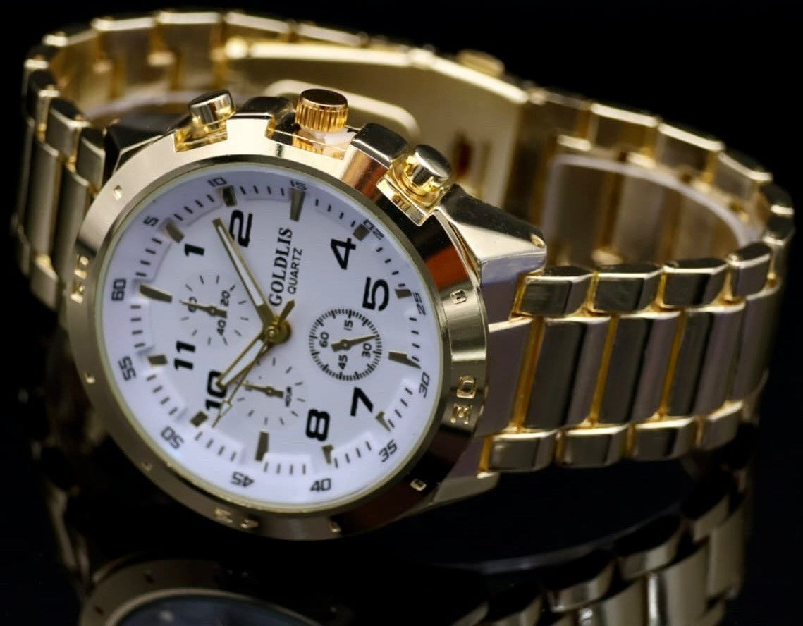 Mega Edle  XL Herren Armband Männer Uhr Gold Farben NEU1