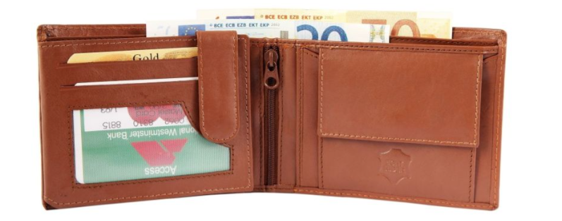 Akzent Basic Leder Portmonee Geldbörse Echtleder Geldbeutel  Braun Portemonnaie0