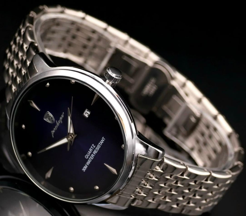 Mega Edle Männer Herren Armband Uhr Herrenuhr Blau Silber Farben1