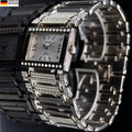 Akzent Damen Frauen Armband Uhr Weiß Silber Farben Elegante Damenuhr Strass0