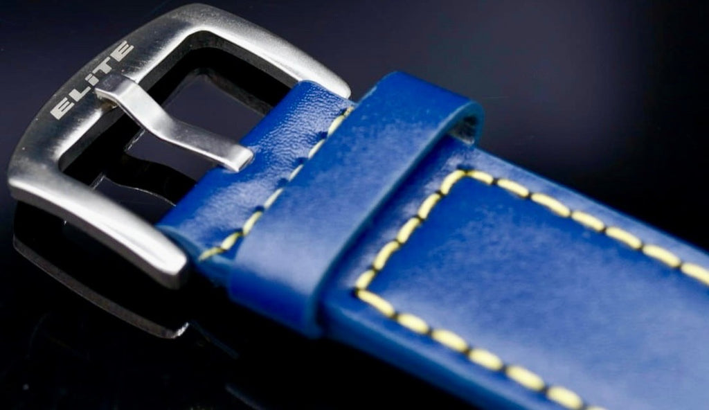 Elite Herren Armband Uhr Chronograph Datum Lederband Silber Blau Gelb Farben2