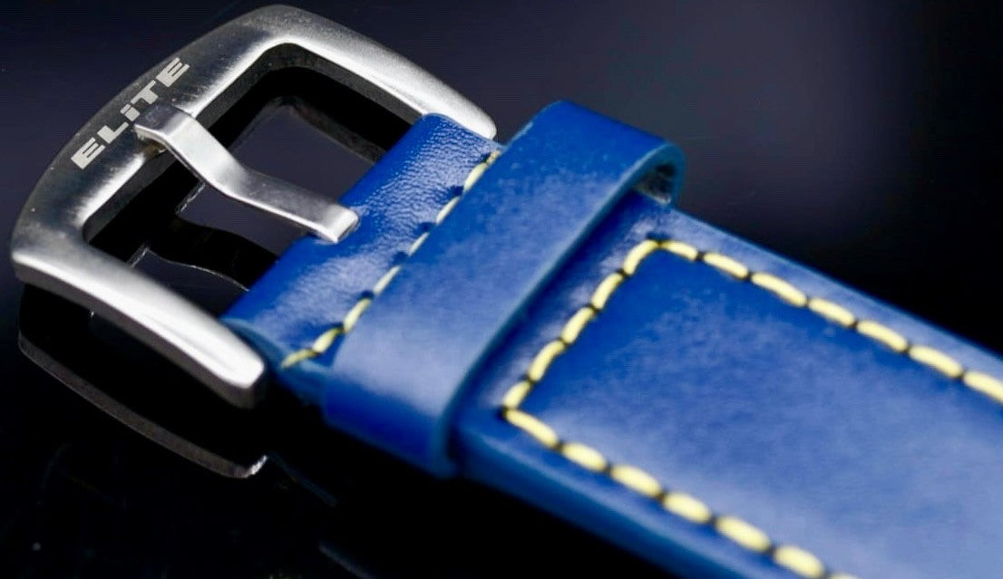 Elite Herren Armband Uhr Chronograph Datum Lederband Silber Blau Gelb Farben2