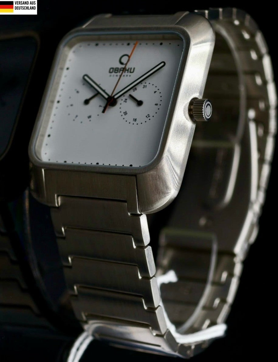 Obaku Herren Männer Armband Uhr  Edelstahlband Datumsanzeige0