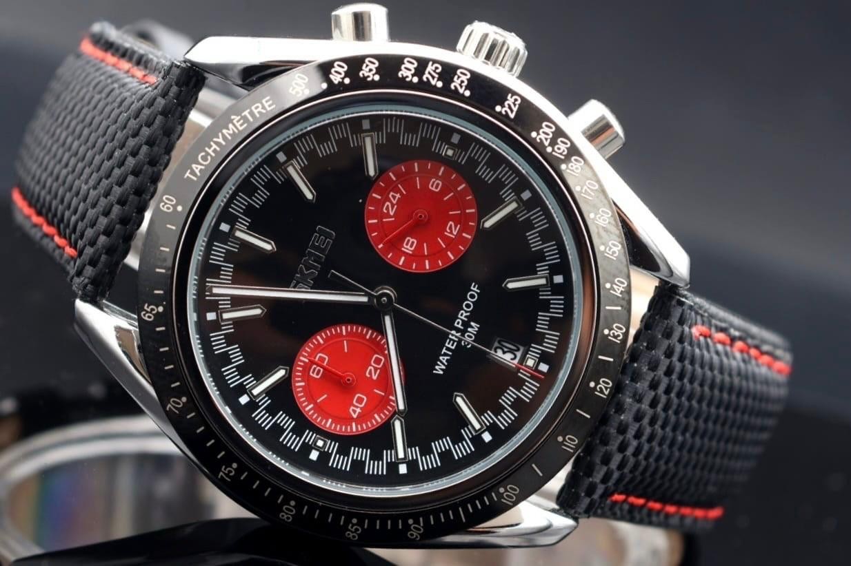 SKM - HERRENUHR - SPORT DESIGN - DATUM - SEKUNDEN ANZEIGE - LEDER - 44MM - NEU1