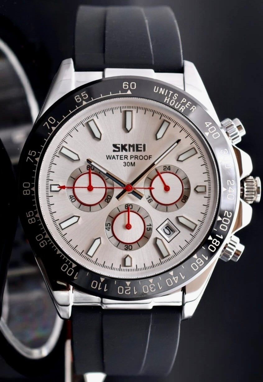 SKM - HERRENUHR - CHRONOGRAPH - SPORT DESIGN - DATUM - SILIKON - 48MM - NEU0