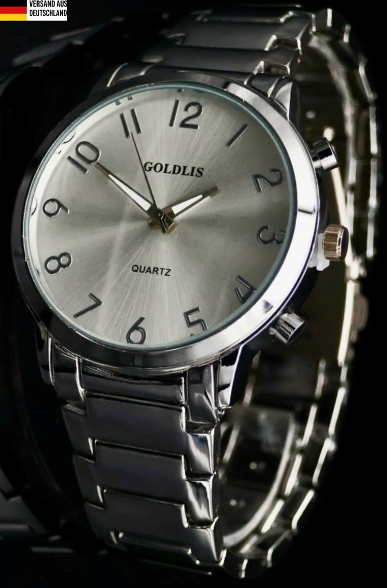 Mega Edle Herren Armband Männer Uhr  Silber Farben NEU0