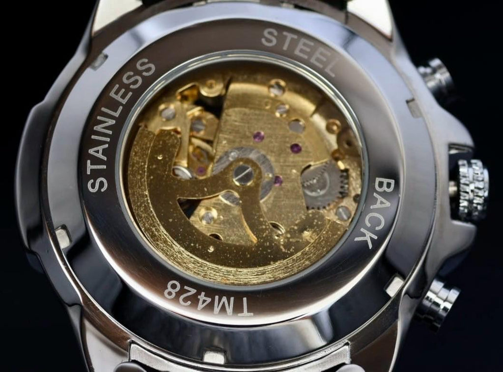 T-Winner Herren Automatikuhr Silber Mechanisch Edelstahl Skelett Uhr Luxus2