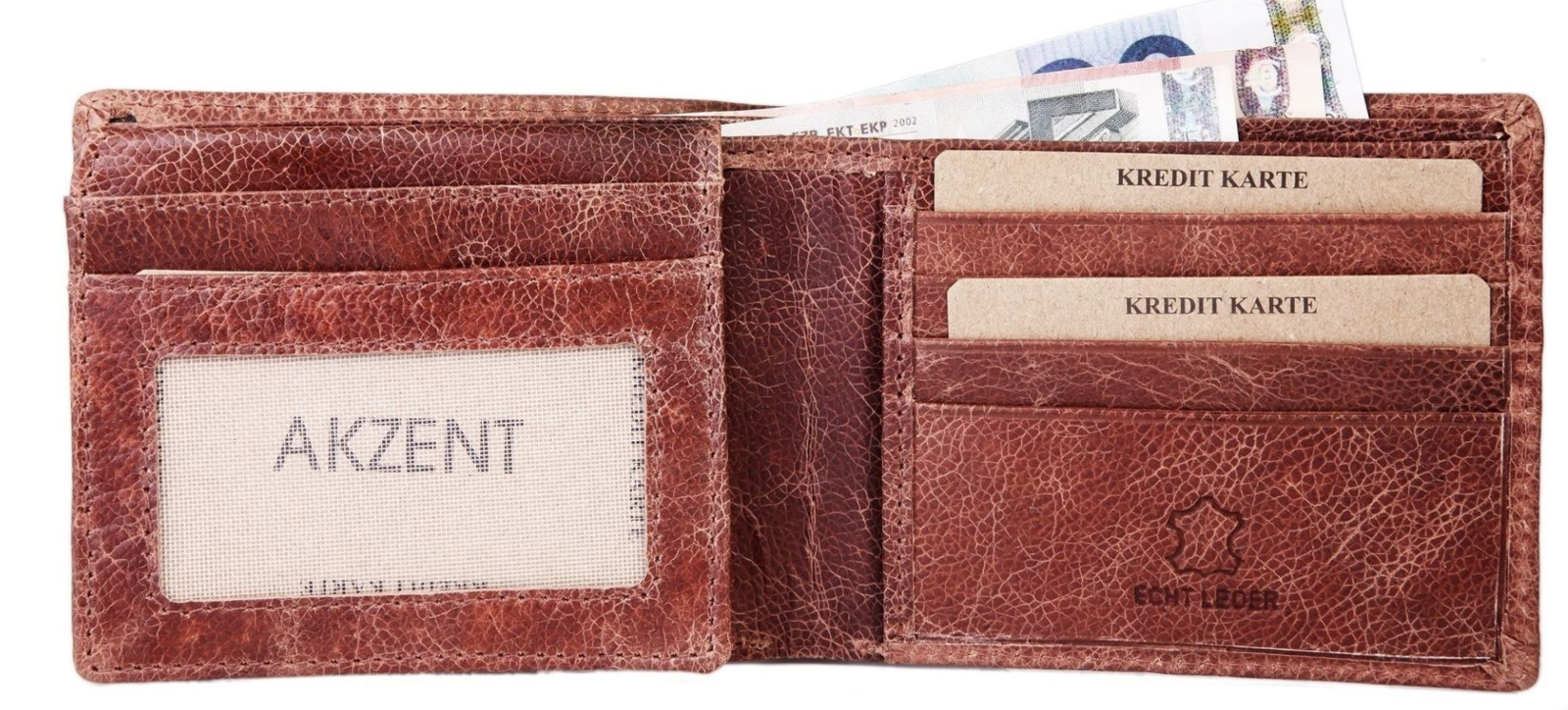 Akzent Leder Geldbörse RFID Echtleder Portemonnaie Geldbeutel Querformat Traktor0