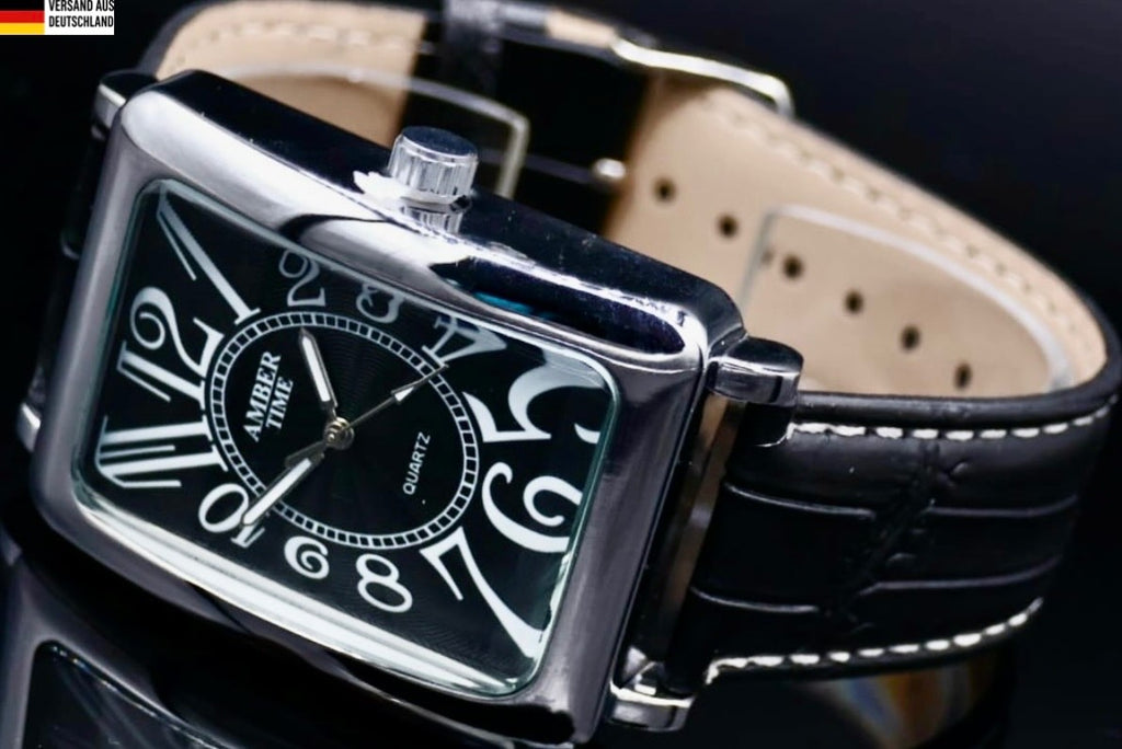 XL Herren Armband Männer Uhr Schwarz Analog Quarz NEU0