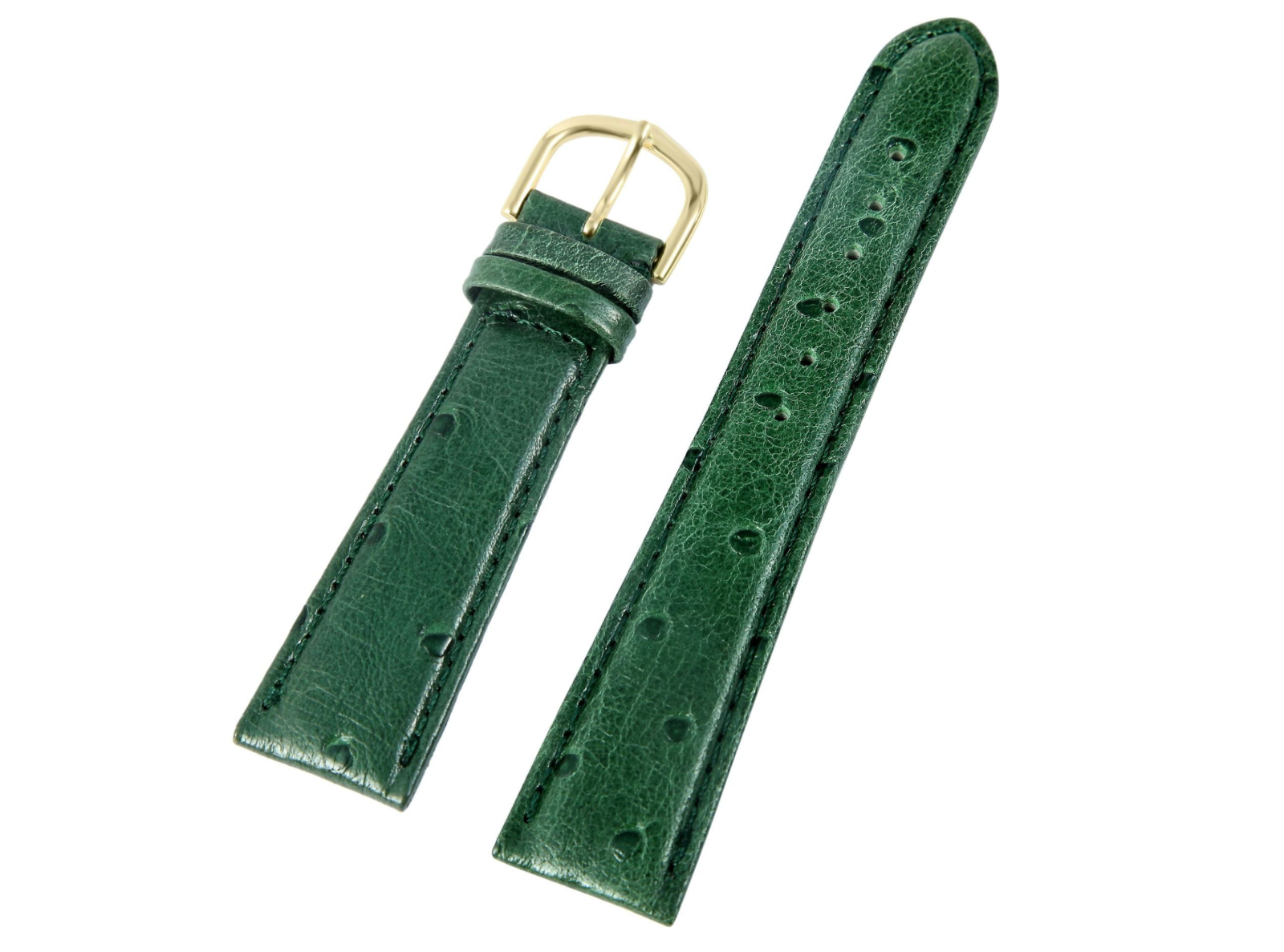 Steinmeister Uhrenarmband Lederimitatarmband  dunkelgrün Strauss gepolstert 20mm0