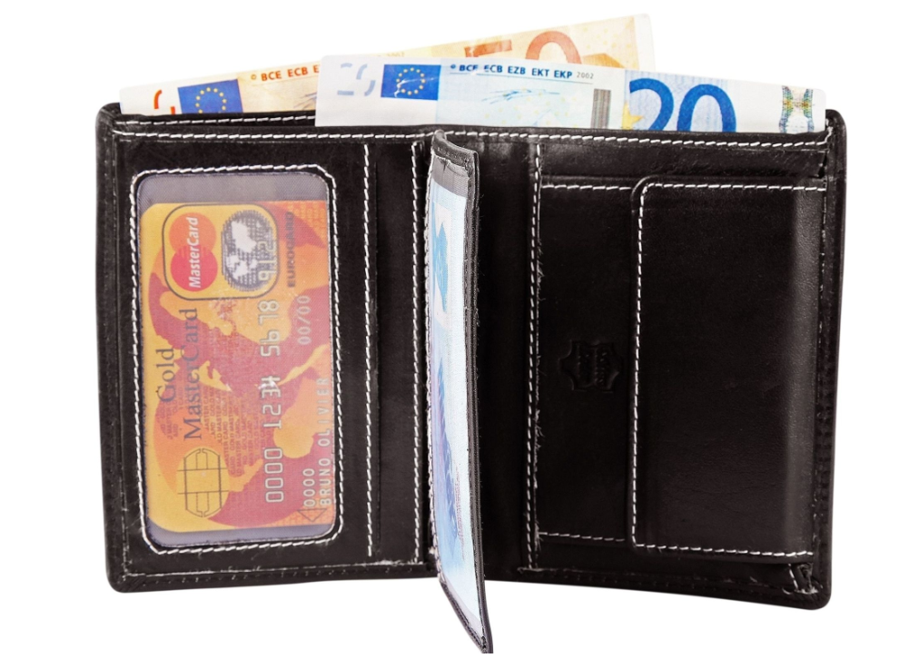 Akzent Unisex Leder Portemonnaie Geldbeutel Portmonee Echtleder Dunkelbraun Neu1