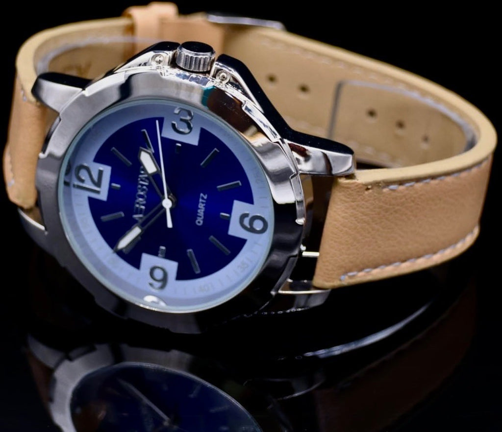 Aerostar Herren Männer Armband Uhr Blau Silber Farben Herrenuhr Mineralglas1