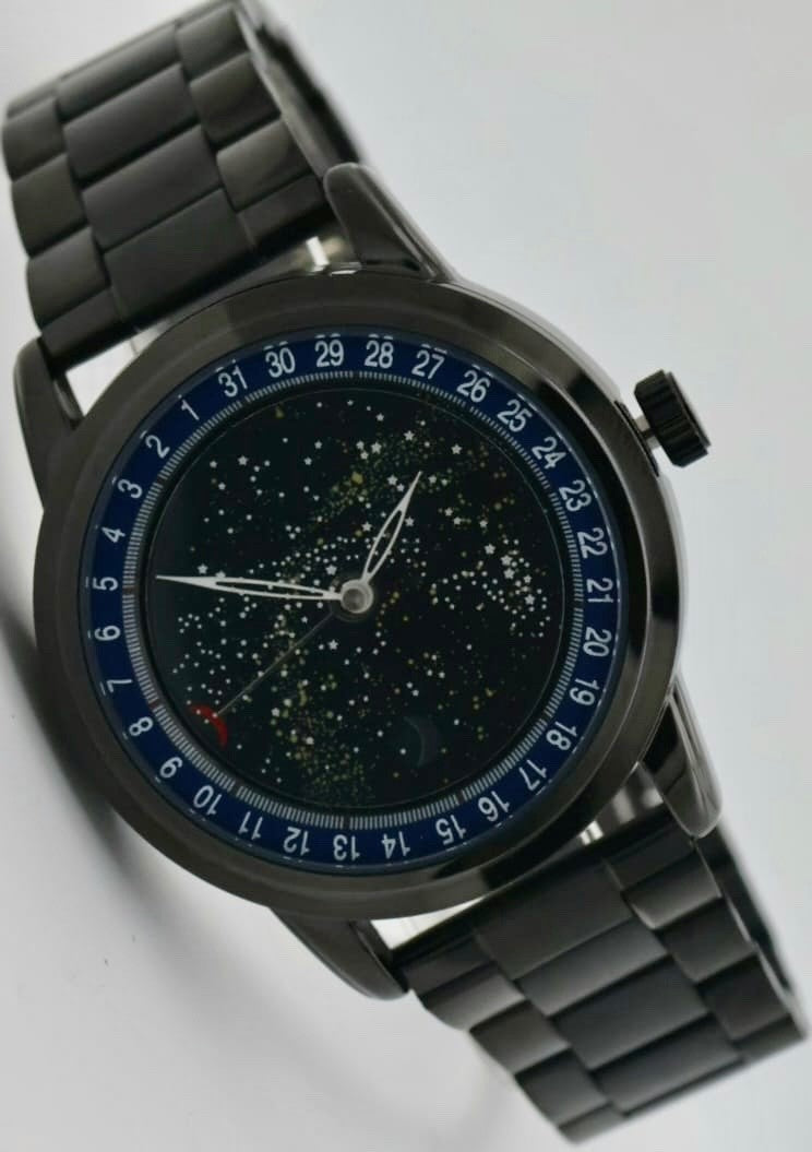 SKM HERRENUHR  -  ANIMIERT - GALAXIE STERNENHIMMEL - KERAMIK LOOK - DATUM - NEU1