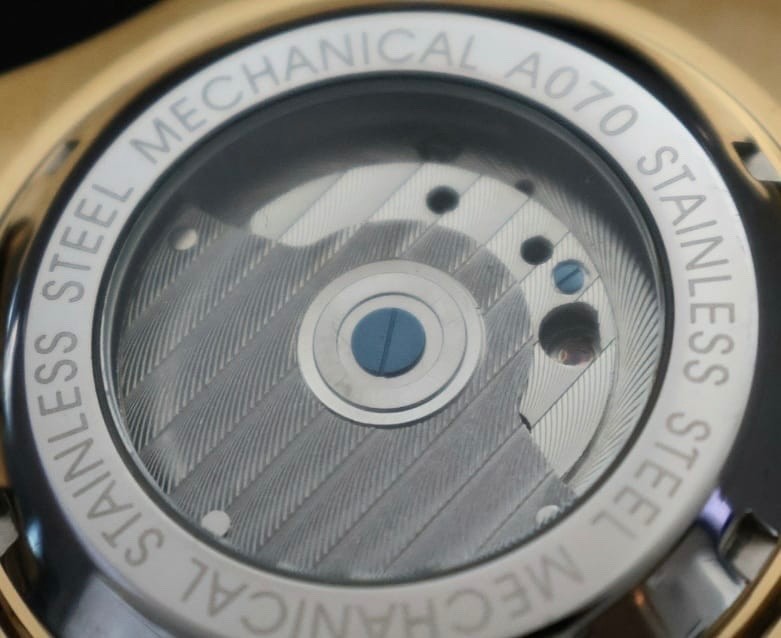 Mega edle JARAGAR Herren Automatikuhr Herrenuhr Schwarz Gold Farben Offene Unruh2