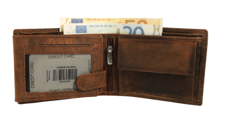 Akzent Leder Geldbörse Echtleder Portemonnaie Geldbeutel 9 X 12 CM Braun RFID 20