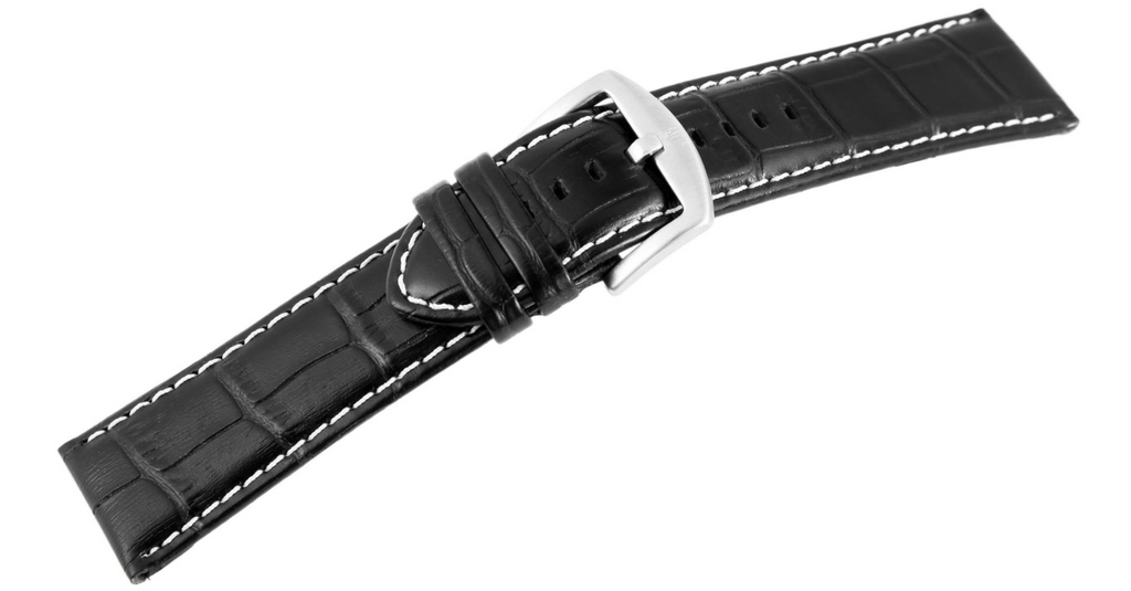 Steinmeister Uhrenarmband Ech Leder Armband Schwarz in Krokooptik 26 mm2