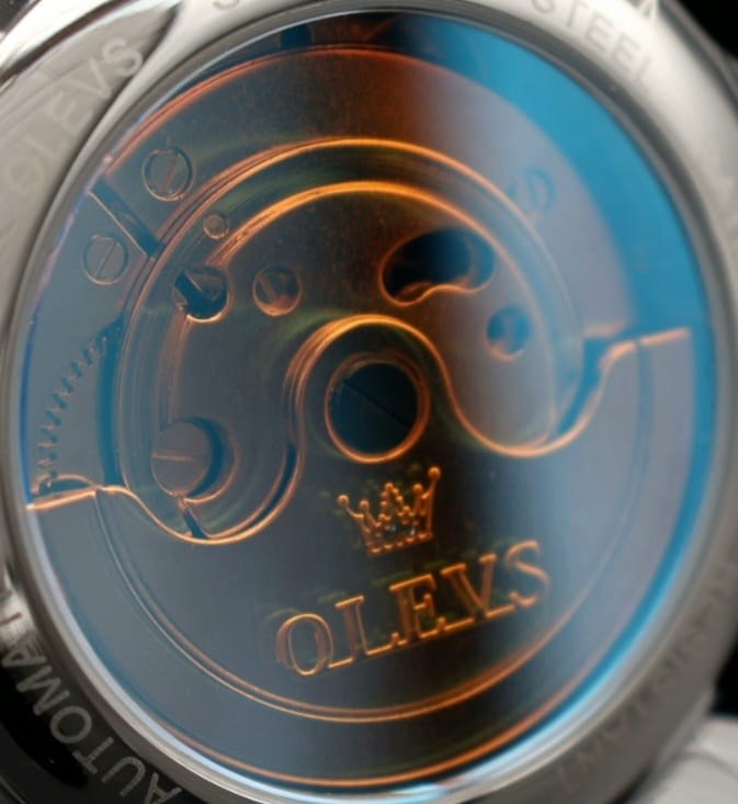 OLEVS Herren Automatik Uhr Armbanduhr Edel Schwarz Silber Farben mit Kalender3