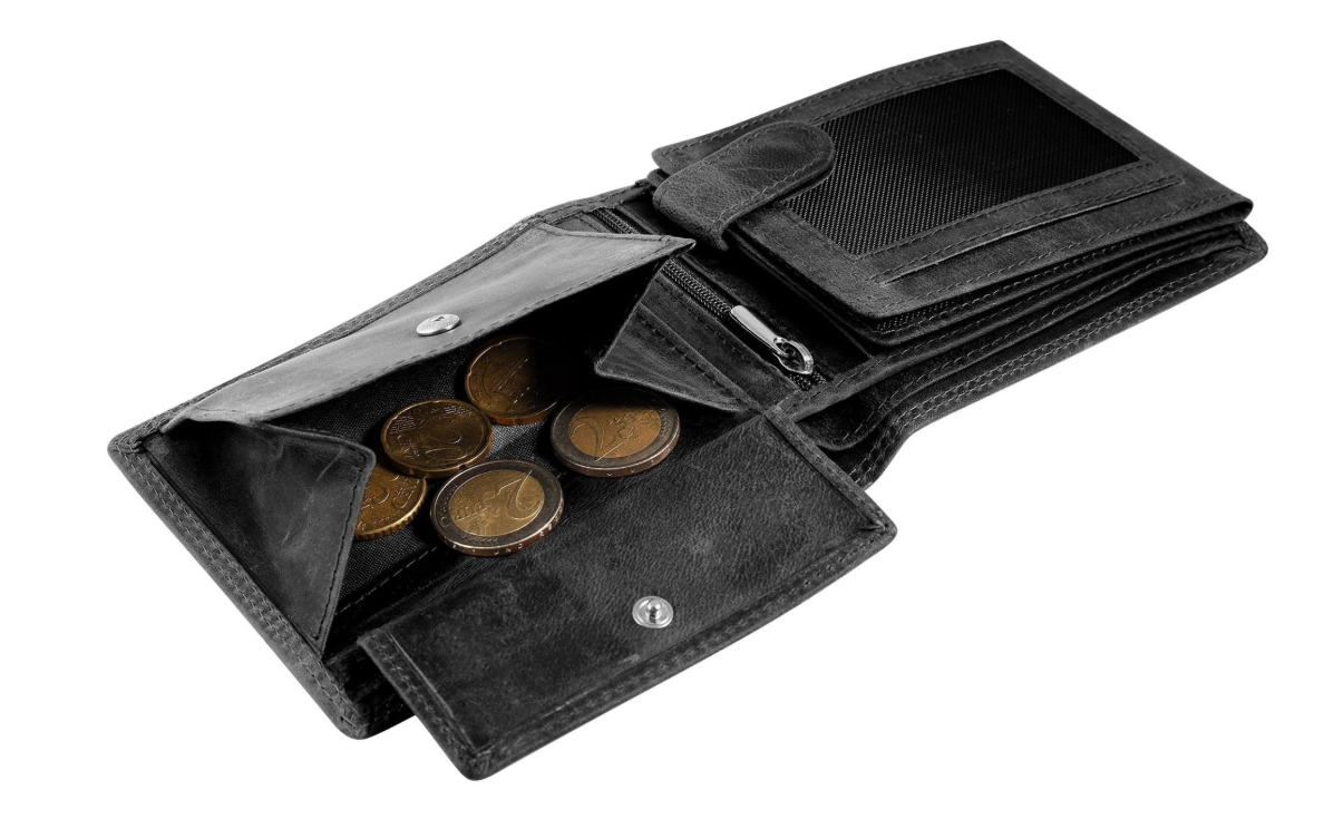 Akzent Leder Geldbörse RFID Echtleder Portemonnaie Geldbeutel Jäger Schwarz2