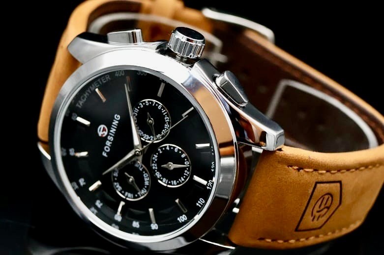 Herren Männer Automatik Uhr Schwarz Braun Farben Kalender Datum NEU0