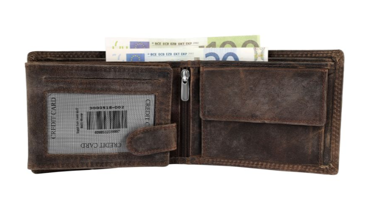 Akzent Leder Geldbörse Echtleder Portemonnaie Geldbeutel 9 X 12 CM Braun RFID1