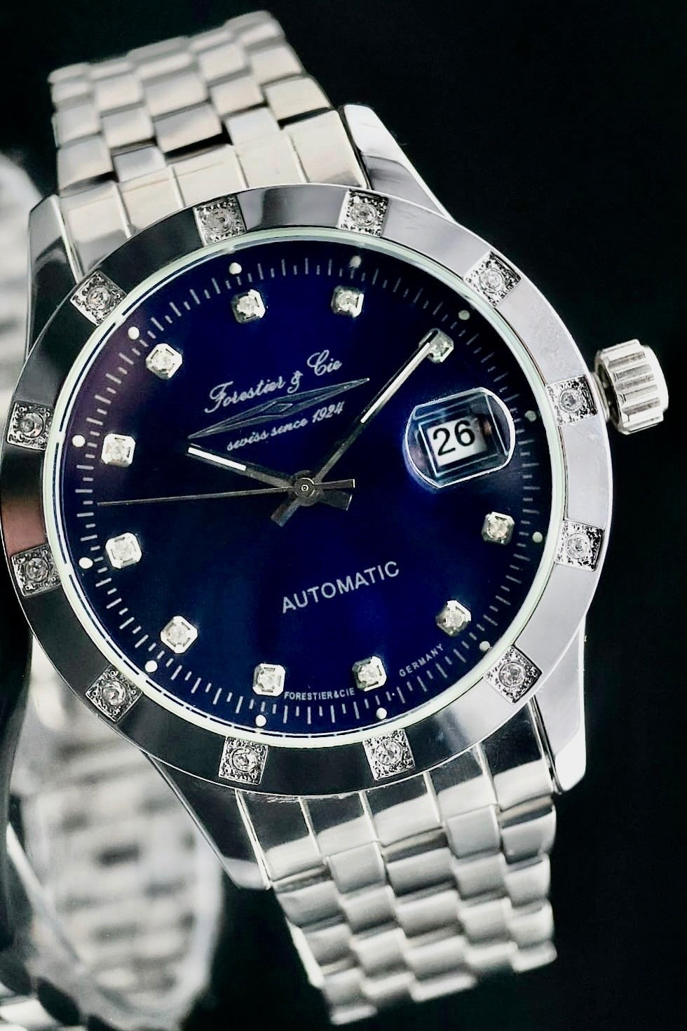 Forestier & Cie Automatik Herren Männer Armband Automatikuhr Herrenuhr Datum *0