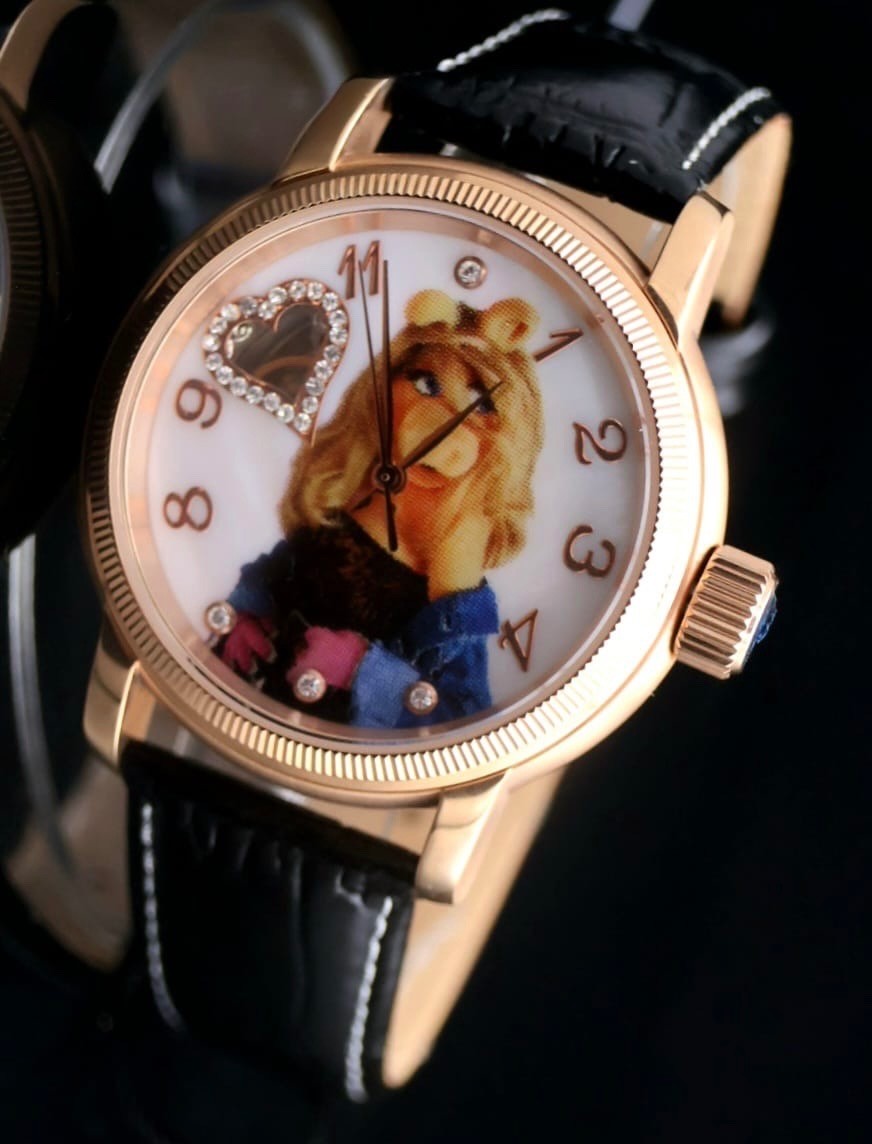 DISNEY Muppets Automatik Miss Piggy Damenuhr Uhr Leder Sammlerstück Vintage1