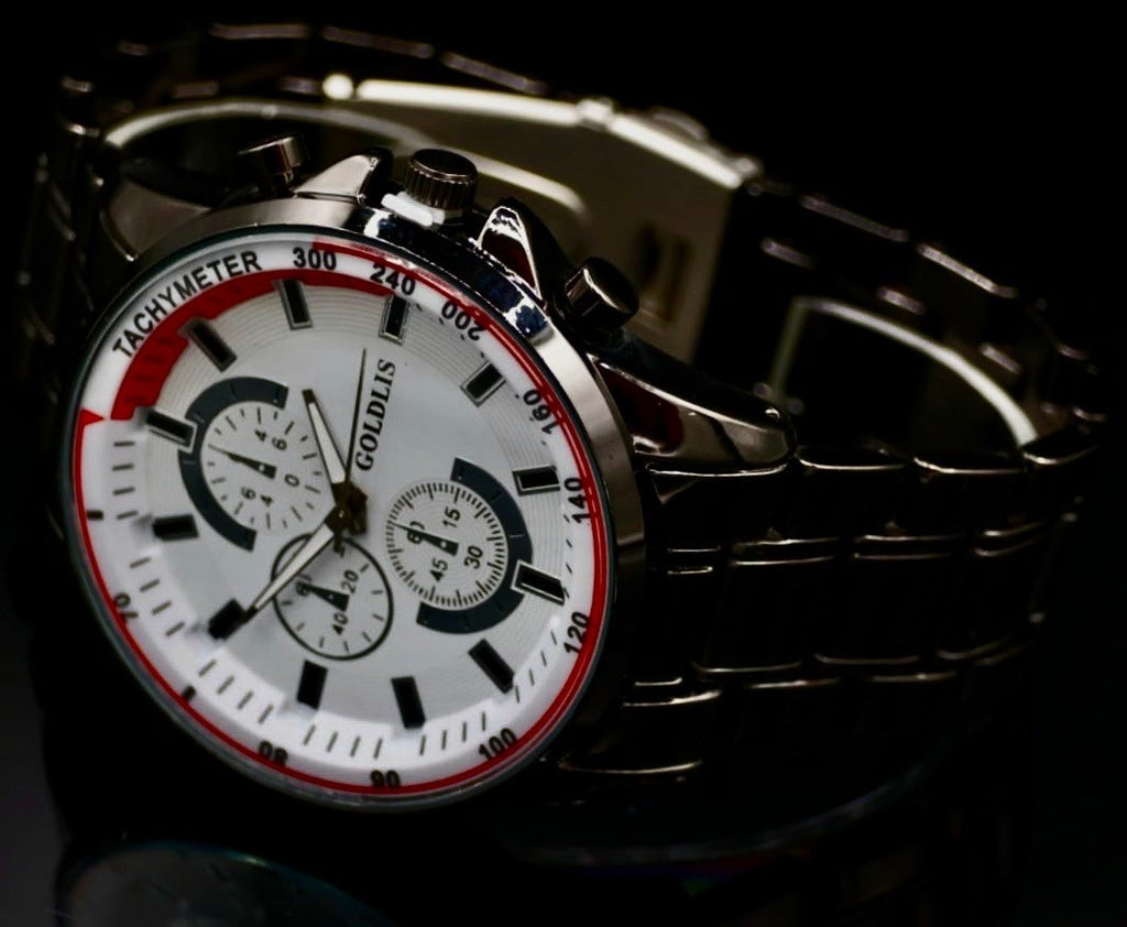 XL Herren Armband Männer Uhr  Schwarz Keramik Look  Chrono Look1