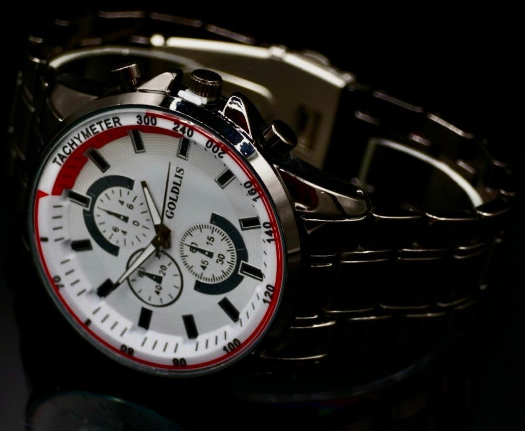 XL Herren Armband Männer Uhr  Schwarz Keramik Look  Chrono Look1