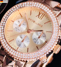 Excellanc Damen Frauen Armband Uhr Roségold Farben Damenuhr Chrono-Look Strass *0