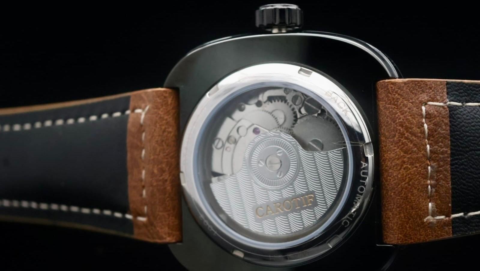 CAROTIF - AUTOMATIK - WATCH - OFFENE UNRUH - BRAUN - LEDER - NEU1